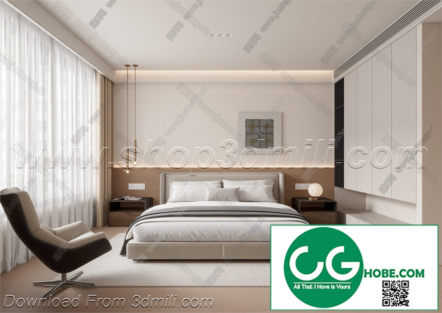 Modern Bedroom 52 3D Model Free Download