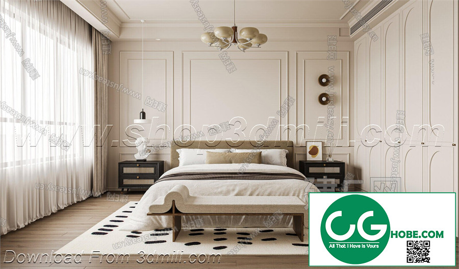 Modern Bedroom 59 3D Model Free Download