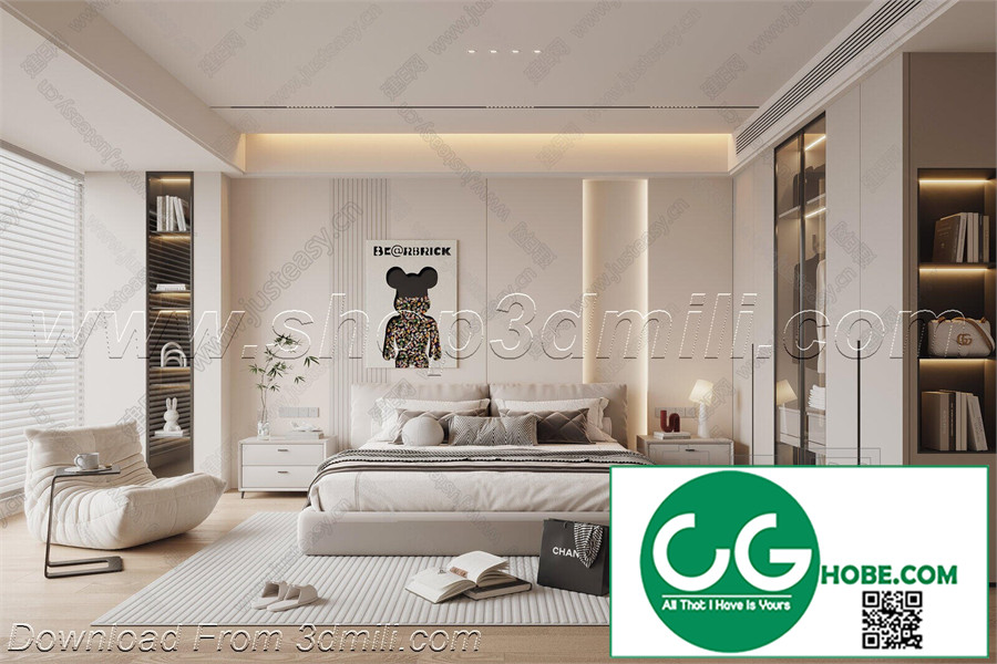 Modern Bedroom 65 3D Model Free Download