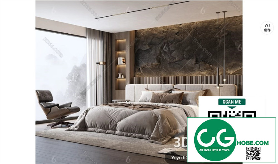 Modern Bedroom 73 3D Model Free Download