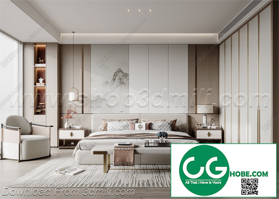 Modern Bedroom 75 3D Model Free Download