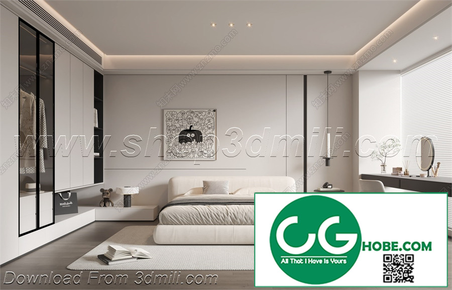 Modern Bedroom 80 3D Model Free Download