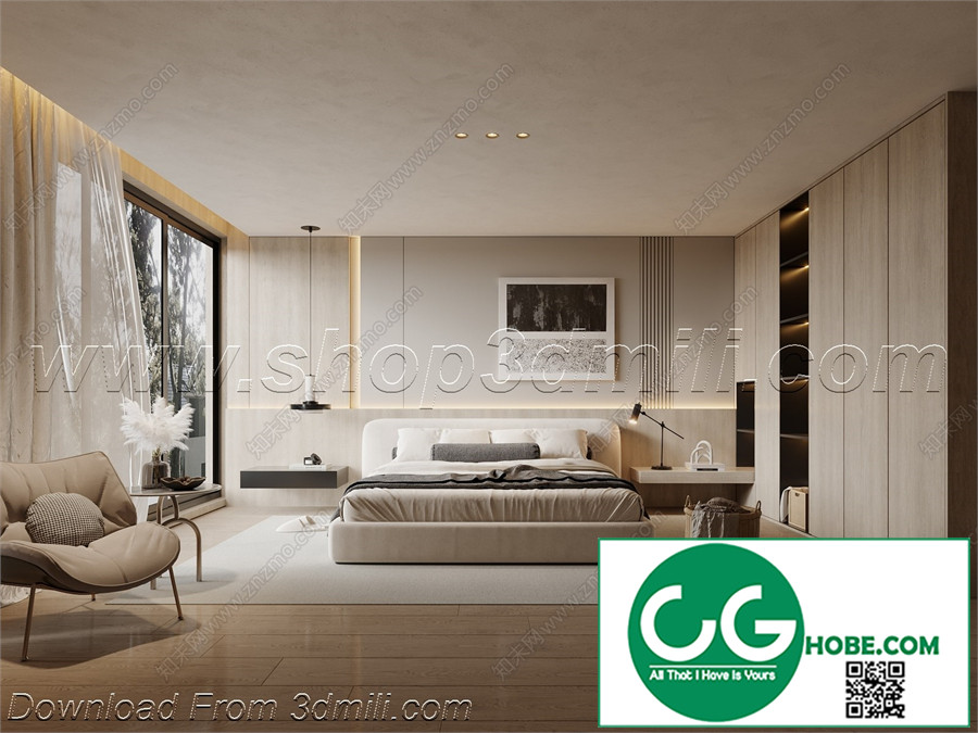 Modern Bedroom 83 3D Model Free Download