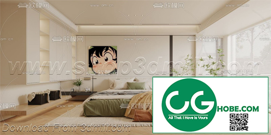 Modern Bedroom 87 3D Model Free Download