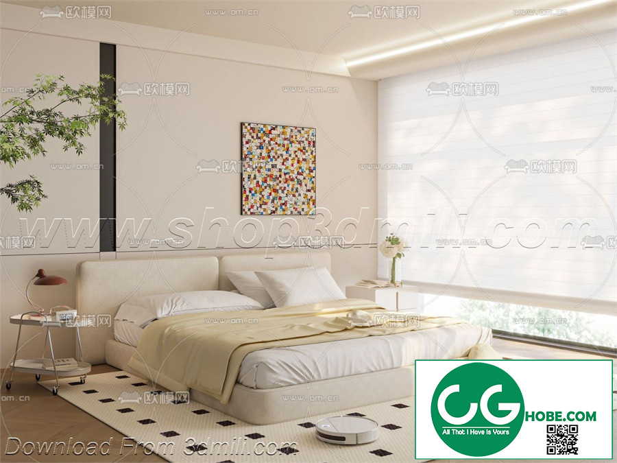 Modern Bedroom 95 3D Model Free Download
