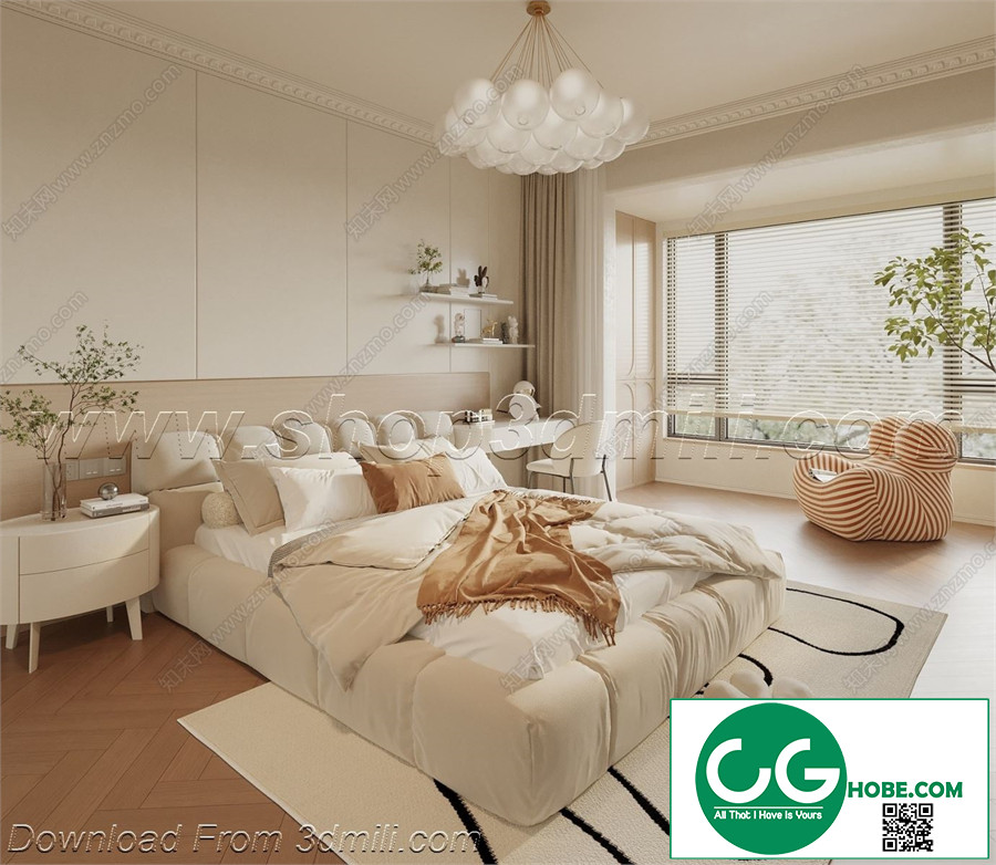 Modern Bedroom 96 3D Model Free Download