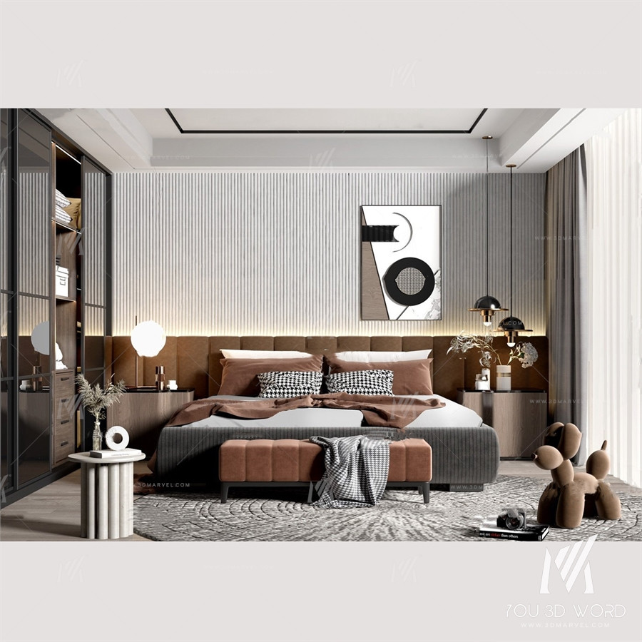 Modern bedroom 3d model Free Download 2