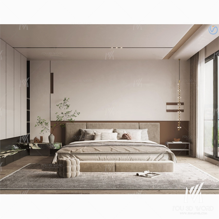 Wabi-sabi bedroom 3d model Free Download